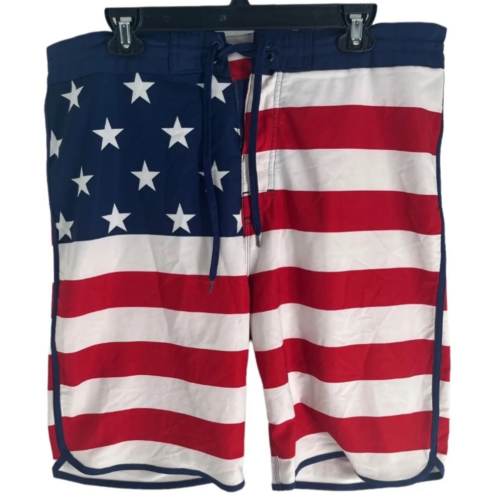 Men's USA America Flag Swim Trunk SurfBoard Shorts